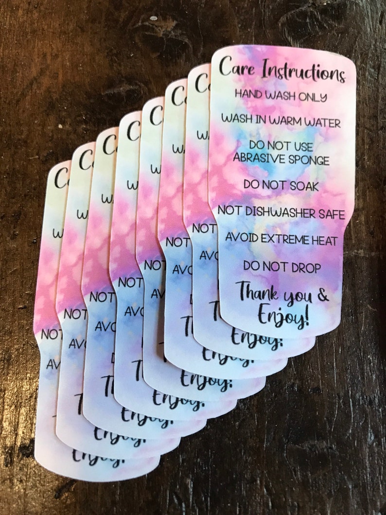 Set of 24 Tumbler Care Cards Care Instructions Tumbler Tags - Etsy