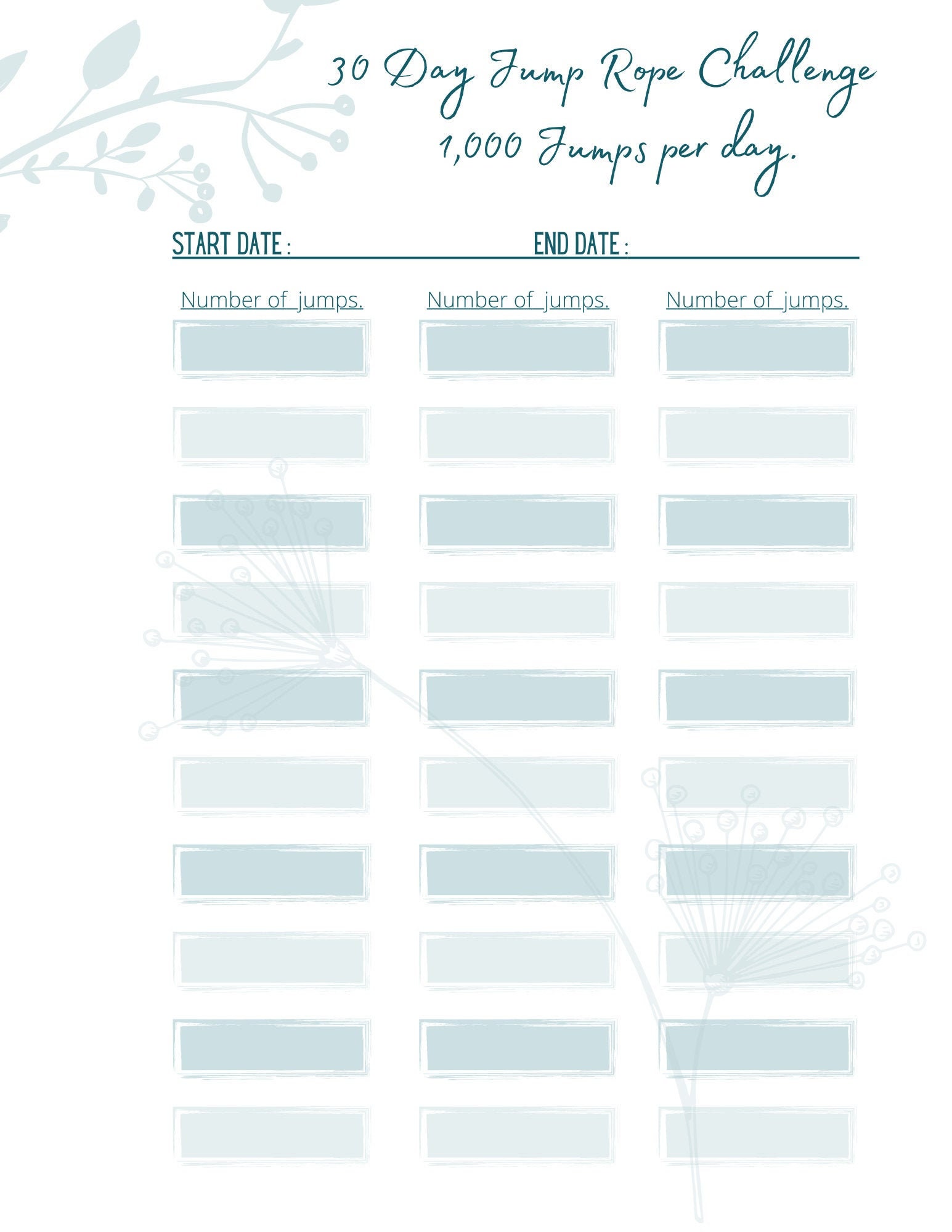 Printable Jump Rope Challenge 30 Day Jump Rope Challenge Etsy Printable Jump Rope Challenge 30 Day Jump Rope Challenge Etsy