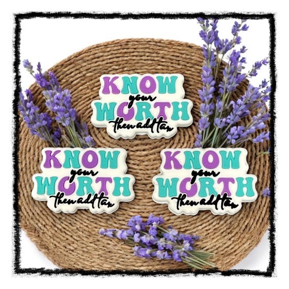 Know Your Worth then add tax Focal, Teething Bead, Focal Beads, Silicone Focal, You are Worthy, Mental Health