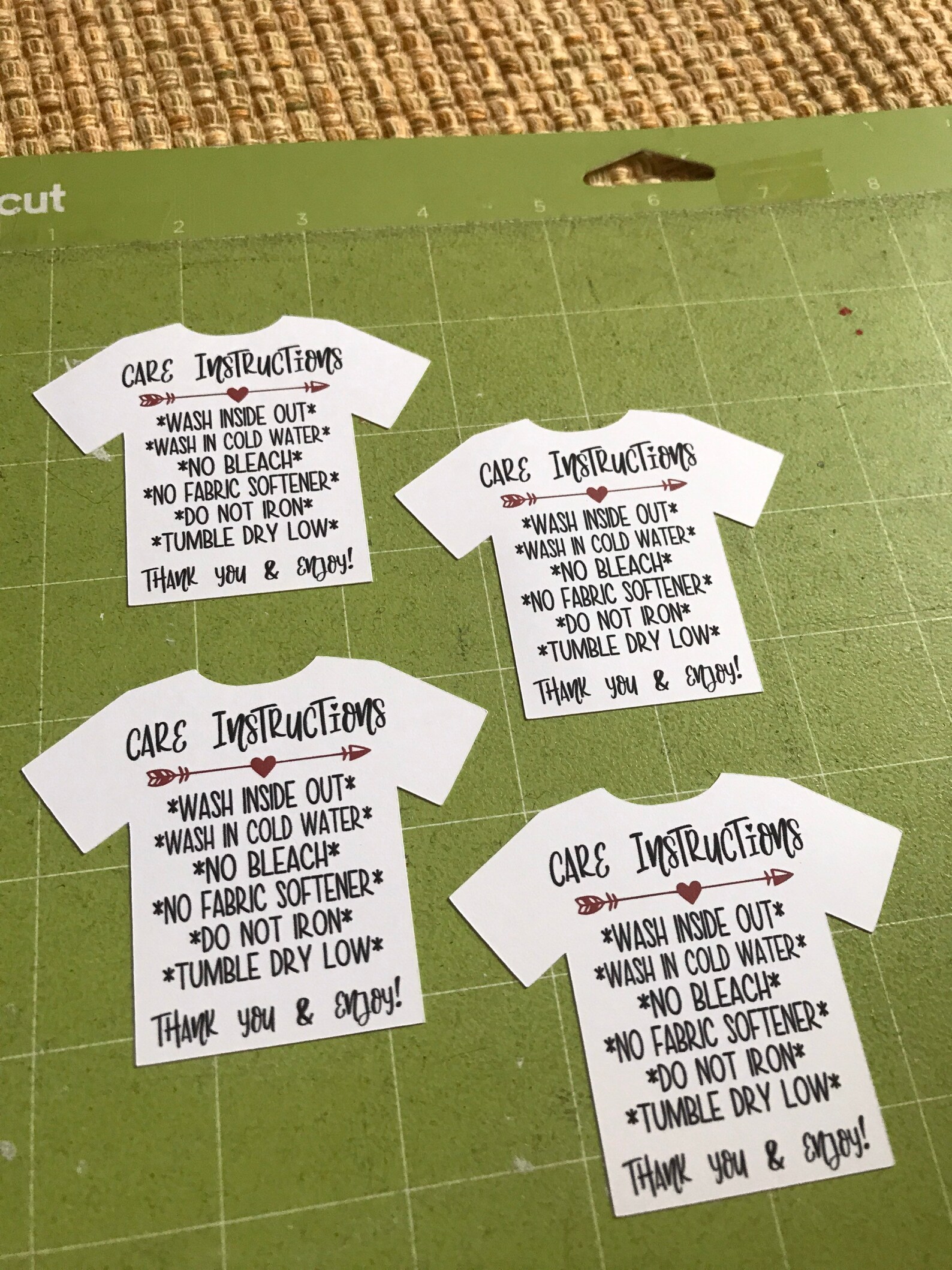 T-shirt Care Cards Care Instruction Cards DIY Shirt Care | Etsy