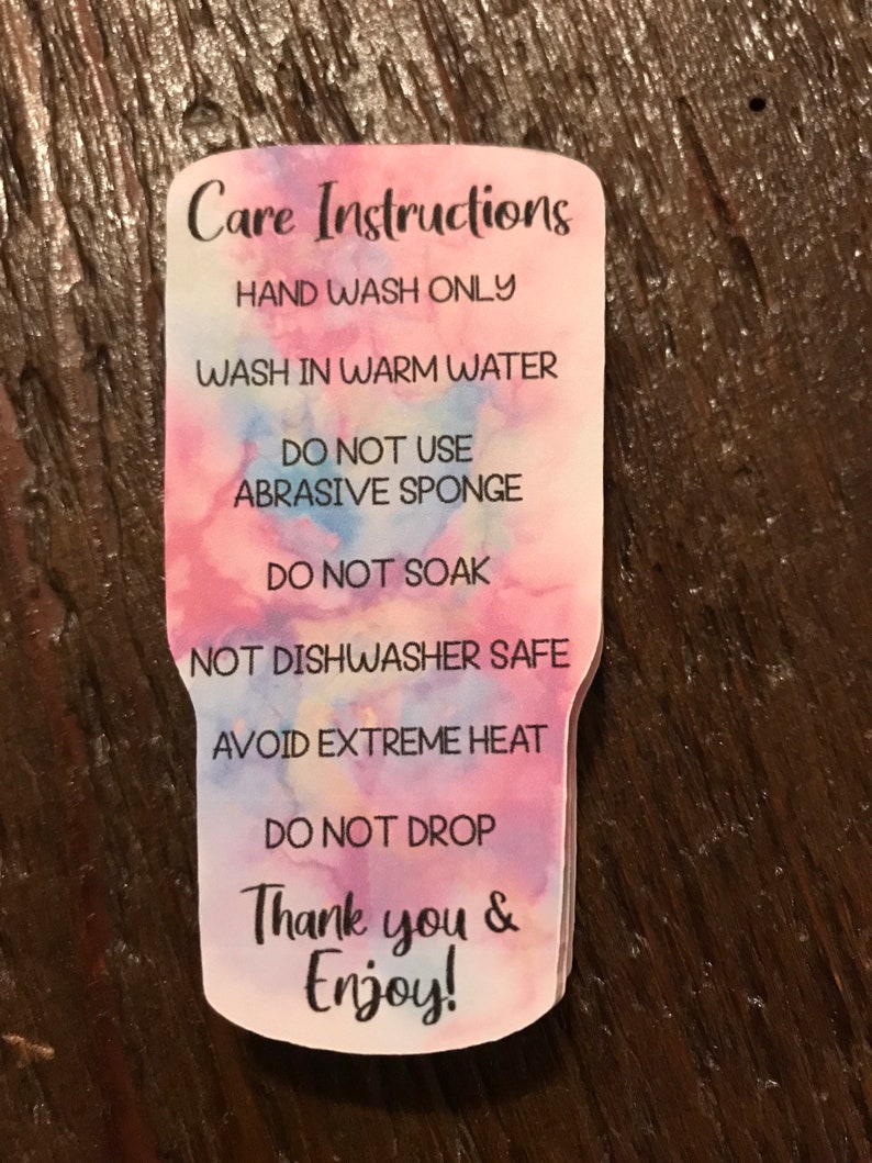 Set of 24 Tumbler care cards care instructions tumbler tags | Etsy
