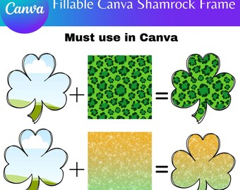 Canva Shamrock Frame, Fillable Doodle Shamrock, Canva Frame, Canva Template, St. Patrick's Day SVG Template, Fillable Shamrock