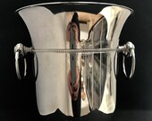 French Champagne Bucket Mid Century stainless steel heavy excellent quality wine cooler ice bucket bar cart decor garden party wedding gift