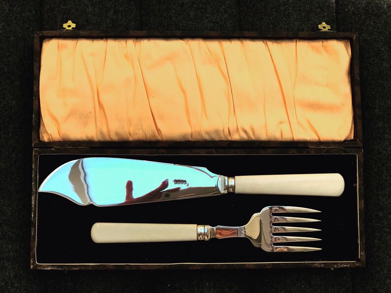 Fish Serving cutlery set seafood knife England Silver Plated Etsy