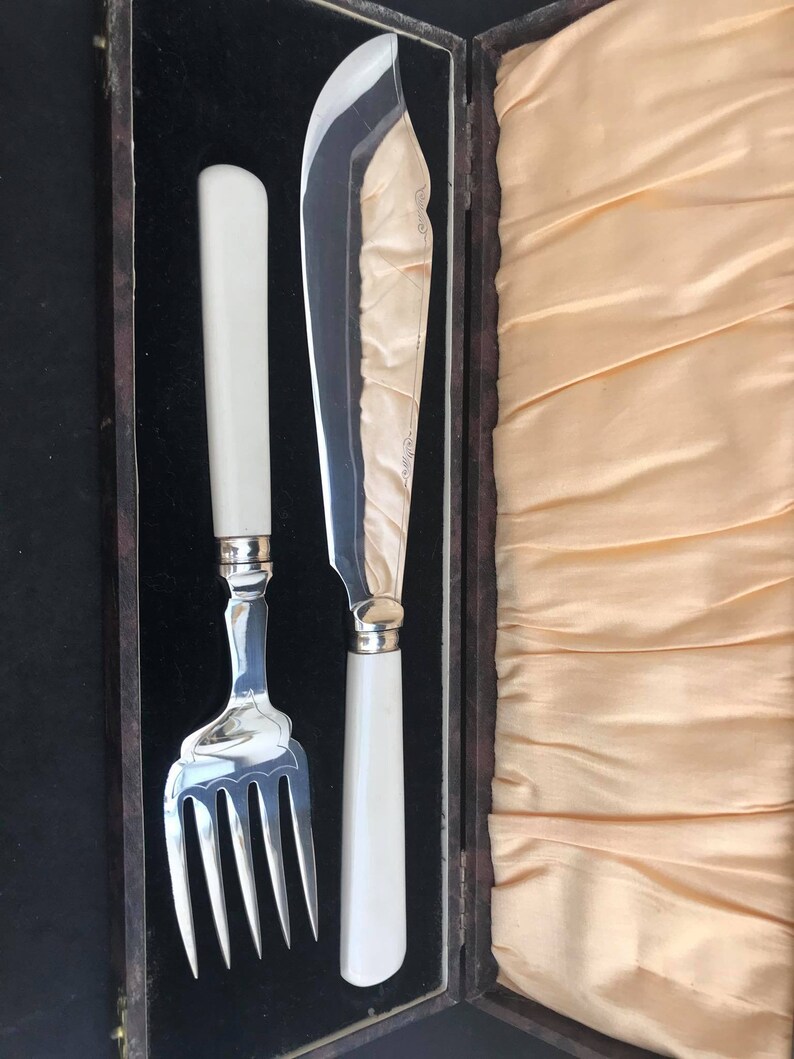 Fish Serving cutlery set seafood knife England Silver