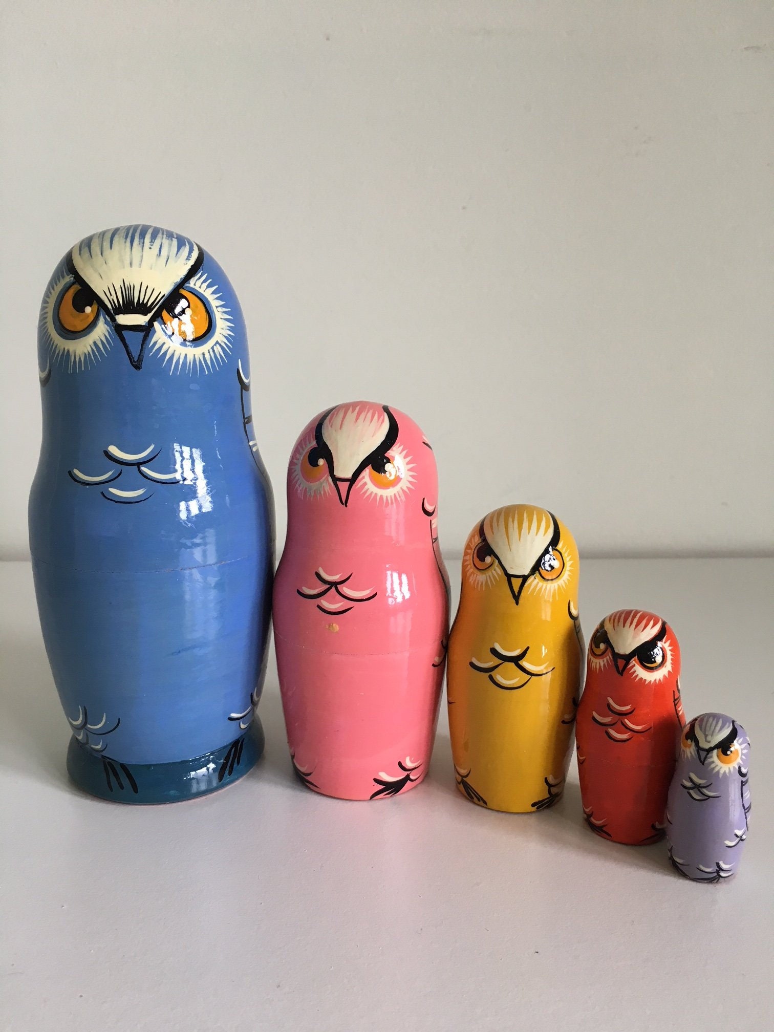 wooden stacking owls