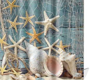 Shell Shower Curtain Etsy