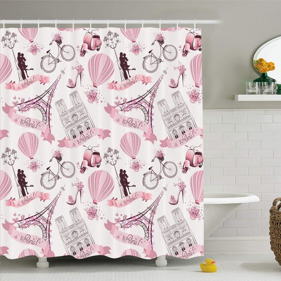 Eiffel Tower Shower Curtain Travel In Paris Theme Honeymoon Etsy