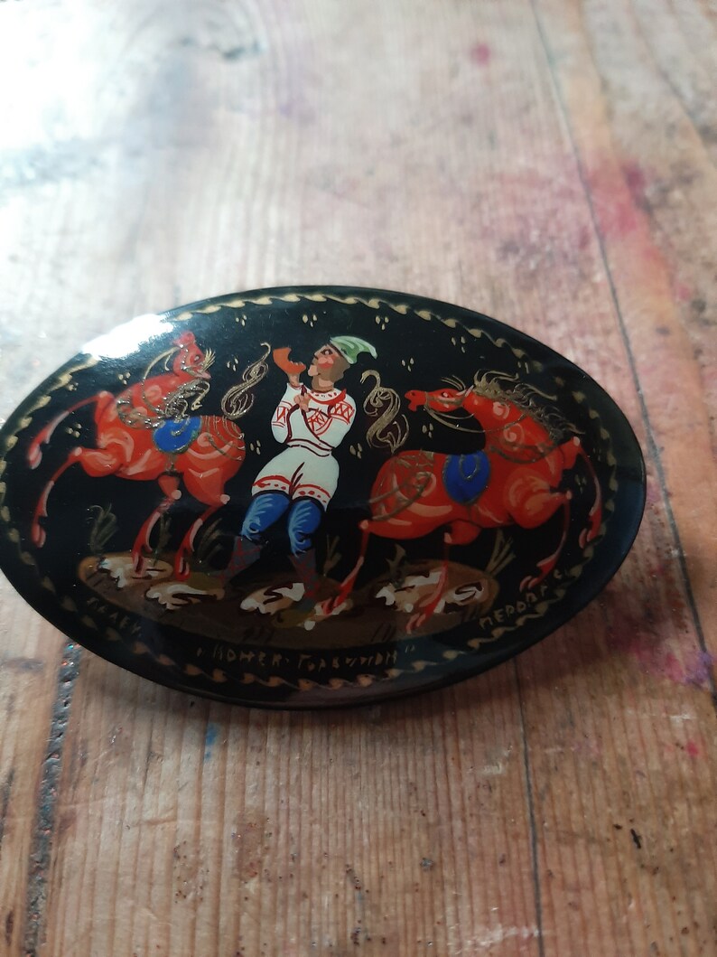 Hand painted Russian brooch Etsy