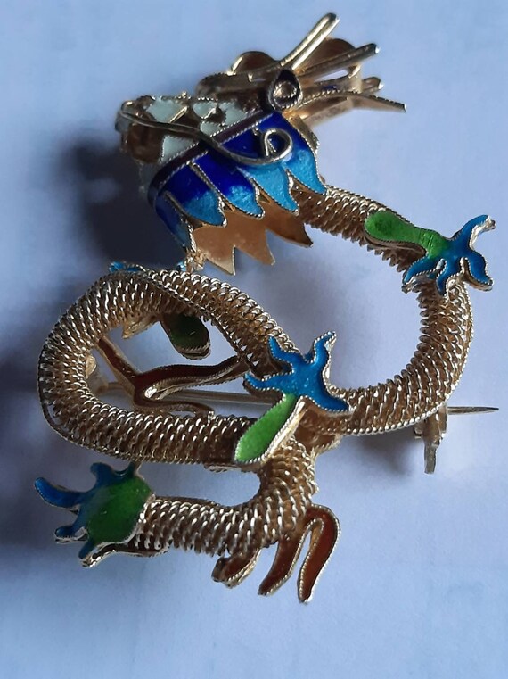 Broche Vintage Dragon En Or De Tolède - Modèle Doré Noir, Pièce Unique D'occasion