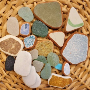 Italian Sea Pottery, Ceramic Tiles, Beach Pottery