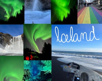 Iceland | Iceland Print | Iceland Collage | Travel Collage | Travel Print | Northern Lights