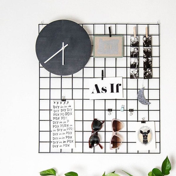 Wire Wall Grid Panel Metal Moodboard + FREE CLIPS Multifunction Photo Wall Mesh Decor Display Memo Board Kitchen Notice Board