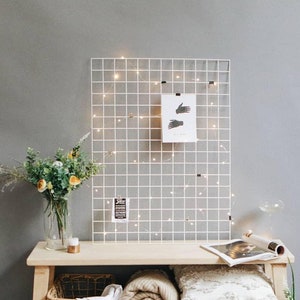 Wire Wall Grid Panel Metal Moodboard FREE CLIPS Multifunction Photo Wall Mesh Decor Display Memo Board Kitchen Notice Board image 1