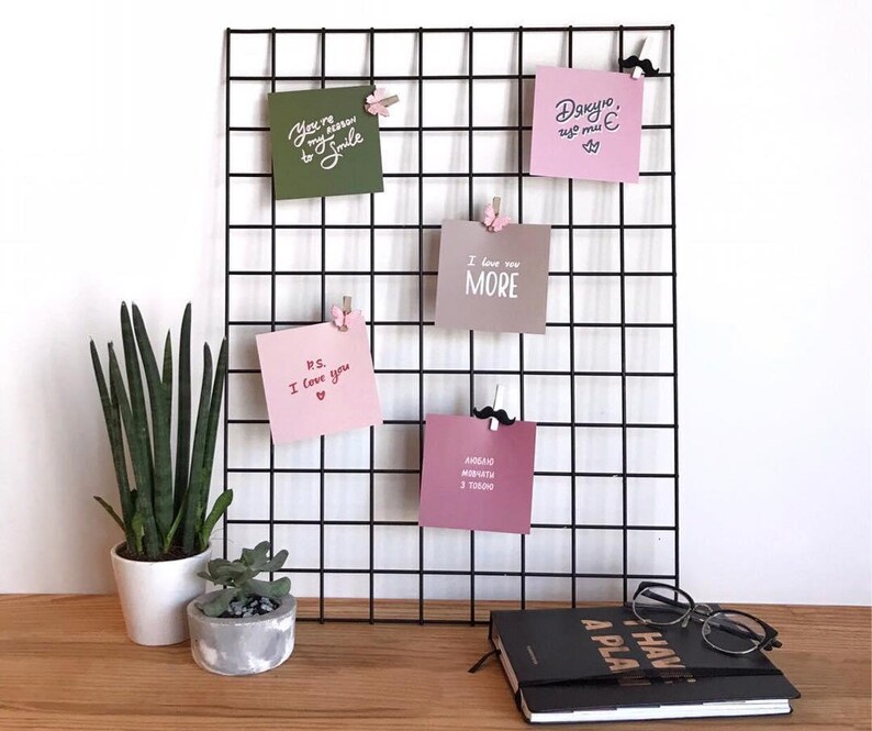 Black Metal Grid Wall Panel Home Office Notice Board Grid Etsy UK