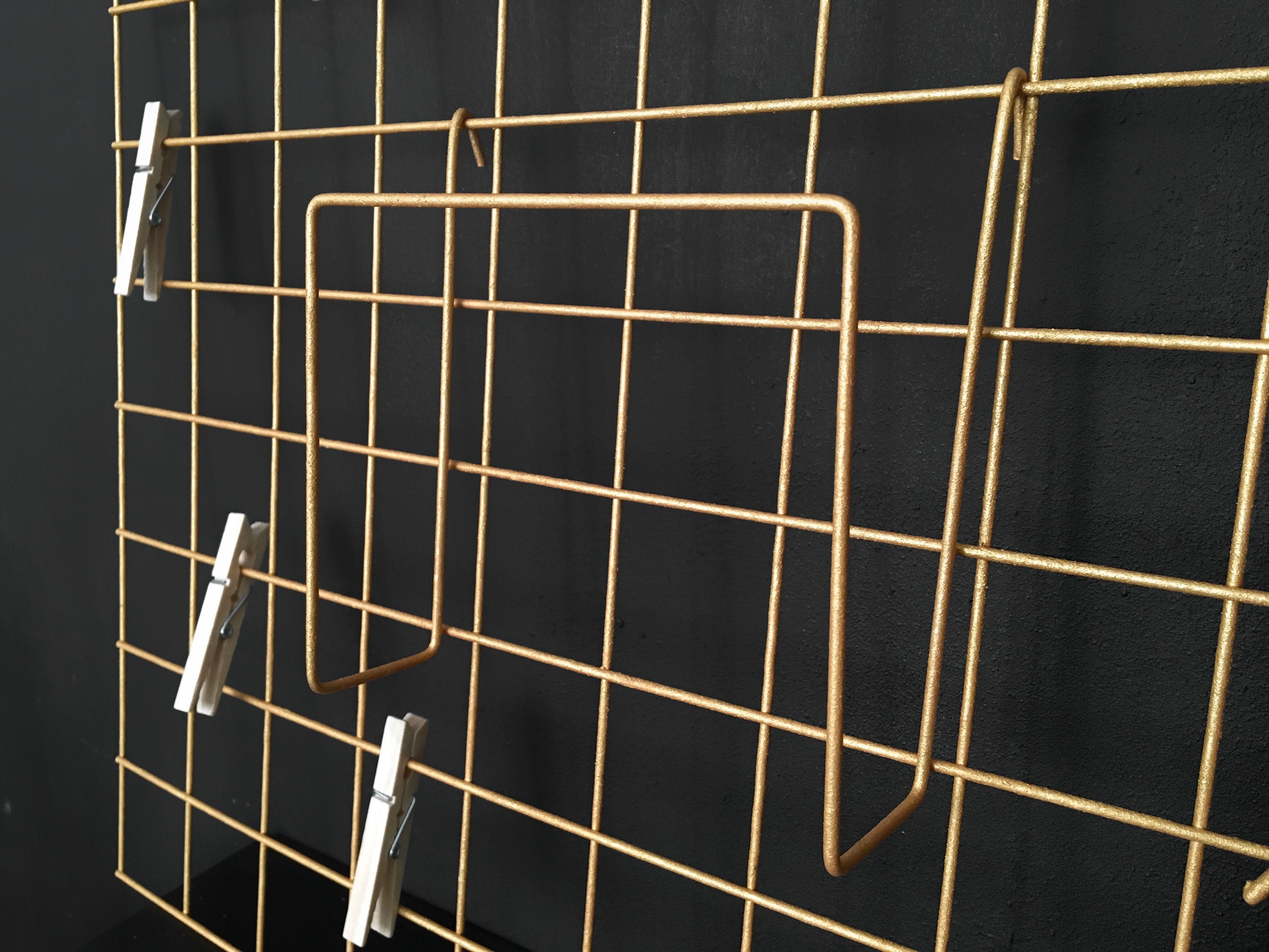 Golden Wire Wall Grid FREE CLIPS & Shelf Frame Grid Photo Etsy