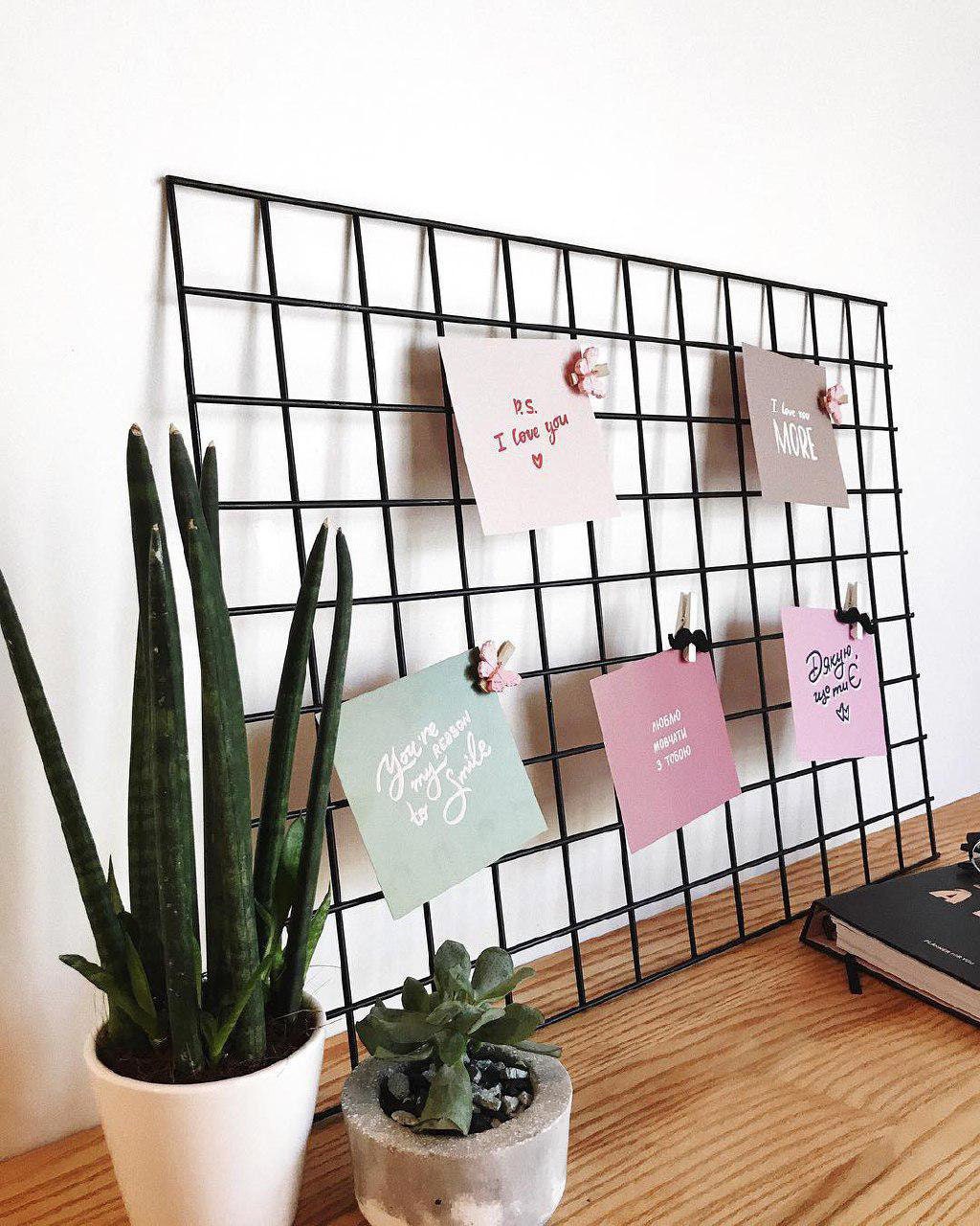 Black Metal Grid Wall Panel Home Office Notice Board Grid Etsy UK