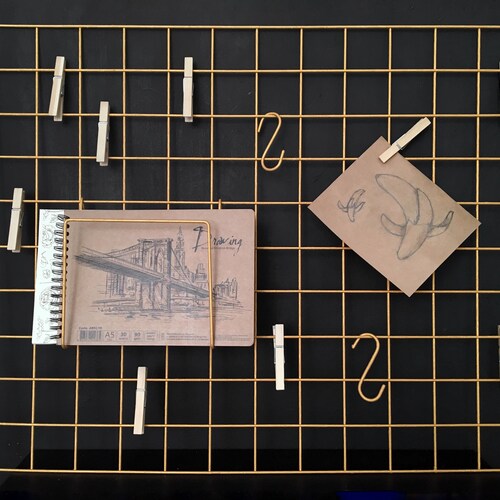 Wire Wall Grid Panel Metal Moodboard FREE CLIPS Etsy