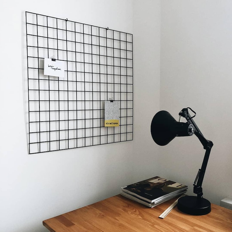 Black Metal Grid Wall Panel Home Office Notice Board Grid Etsy UK