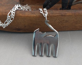 Upcycled Silver Cat Pendant; spoon jewelry; animal jewelry; cat lovers