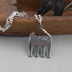 Upcycled Silver Cat Pendant; spoon jewelry; animal jewelry; cat lovers