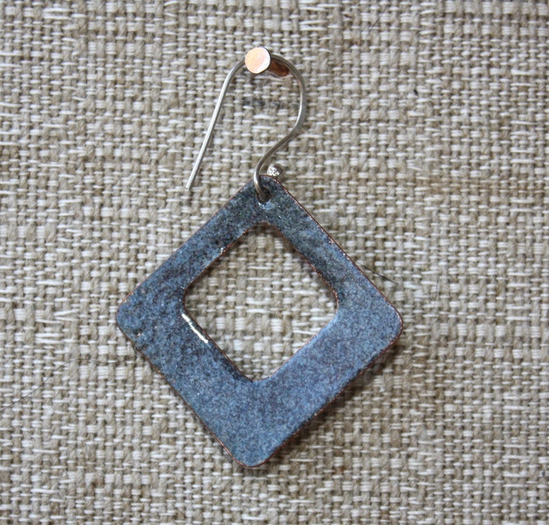 Triangular Earrings Abstract pattern Wearable art Abstract Vitreous Enamel Earrings Enamel on Copper