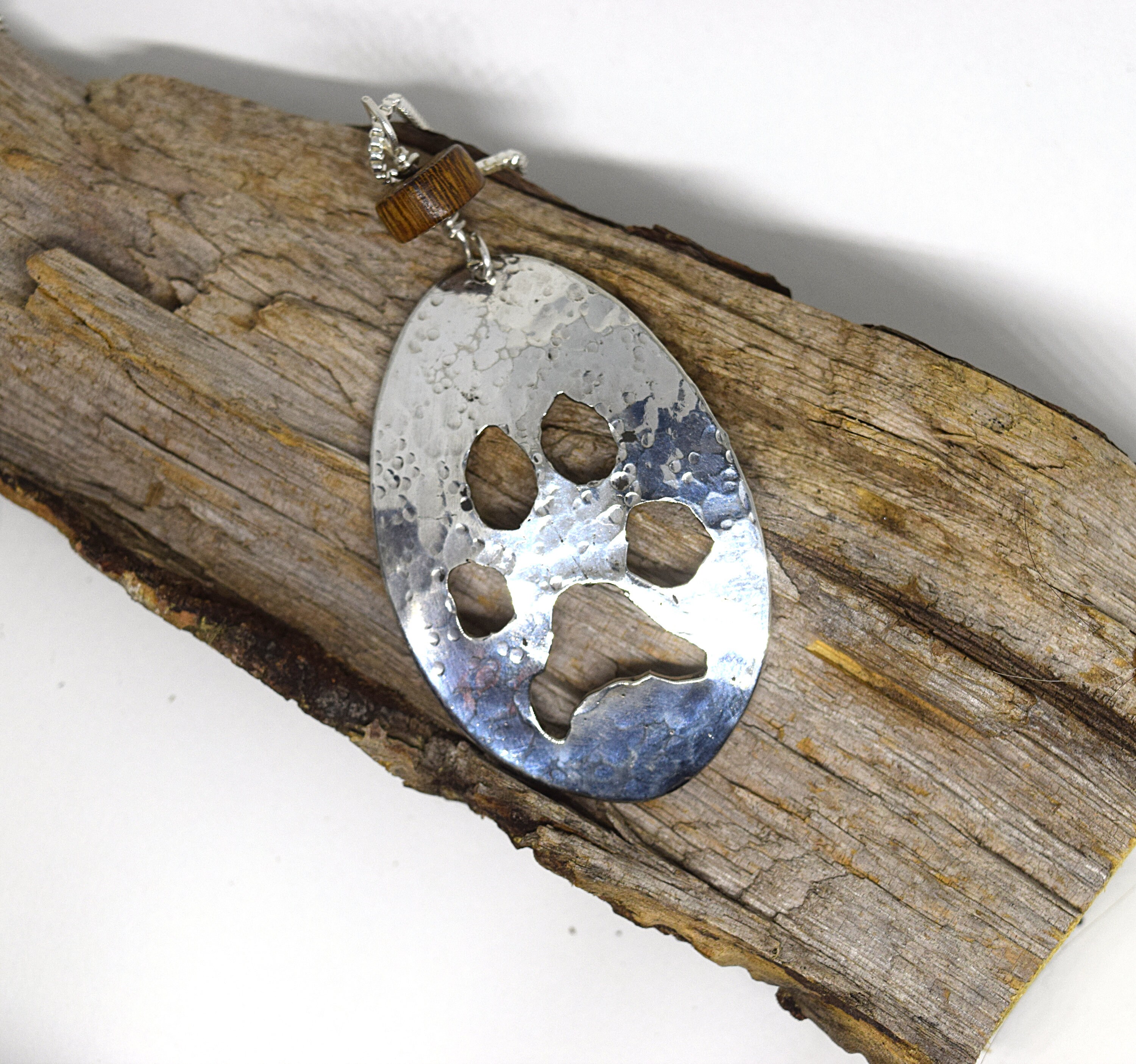 Upcycled Silver Dog Paw Pendant; spoon jewelry; animal jewelry