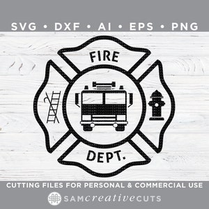 Fire Department svg, Fire Dept svg, Firefighter svg, Maltese Cross svg, - Cutting files for Silhouette & Cricut, svg - dxf - ai - eps - png