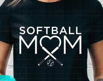Softball Mom SVG, Softball Heart SVG, Mom Shirt, Baseball bat heart - Cutting files Silhouette & Cricut, svg - dxf - ai - eps - png /  s-032