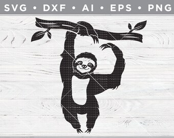 Happy Hanging Sloth Making Heart Arms svg - Cutting files for Silhouette & Cricut, svg - dxf  ai  eps  png / n-035