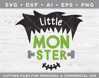 Boy Little Monster SVG, lil Monster halloween SVG, funny family Halloween SVG - Cutting files - Silhouette & Cricut dxf/ai/eps/png fth-45