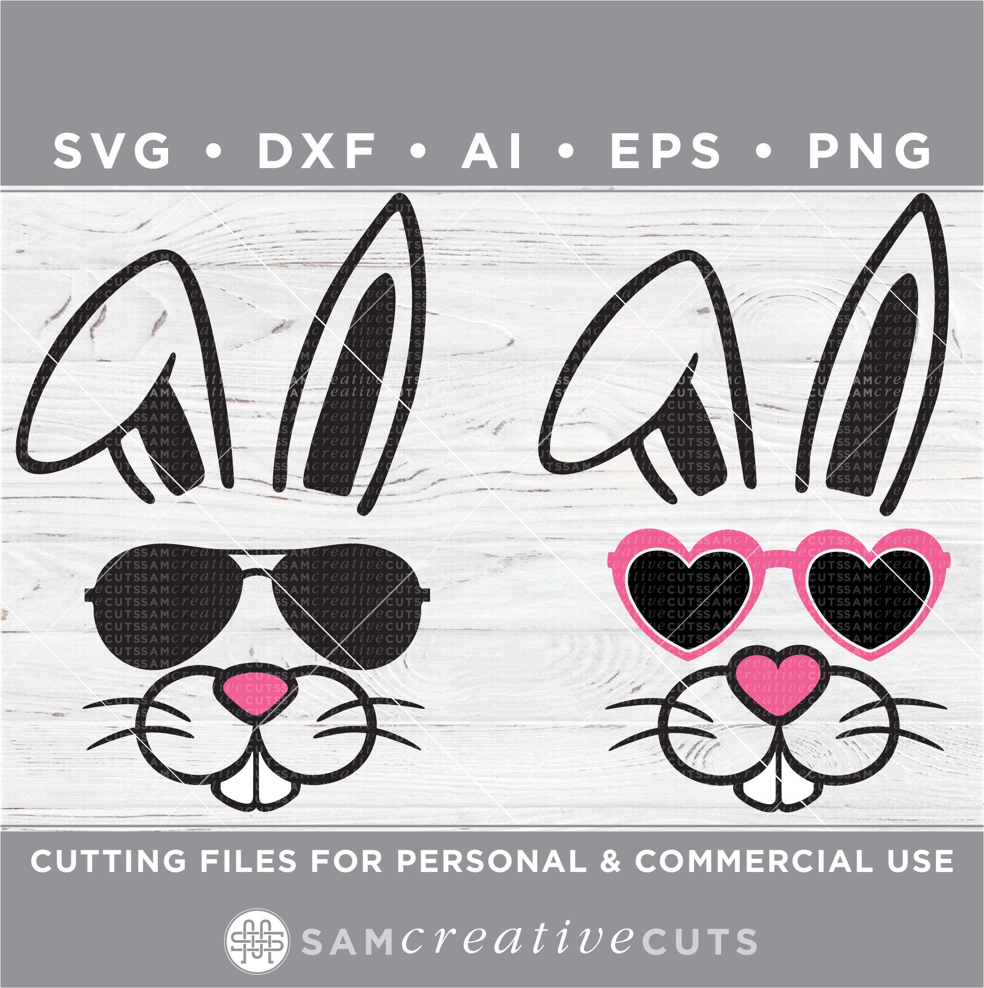 Download Cool Boy Bunny Face SVG Cute Girl Easter Bunny SVG Bunny ...
