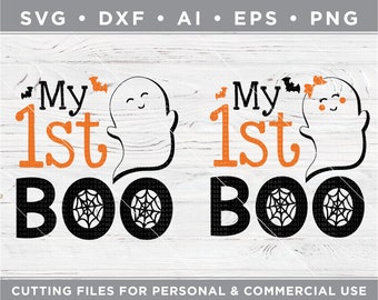 My First Boo SVG, My 1st Boo SVG, Ghost svg, Boo Svg, halloween SVG - Cutting files for Silhouette & Cricut dxf / ai / eps / png fth-11