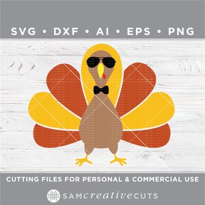 Boy Turkey SVG / Cool Turkey SVG / Turkey with Sunglasses svg / Thanksgiving svg - Cutting files for  Cricut svg-dxf-ai-eps-png fht-40