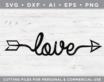 Love with Cupids Arrow SVG / Valentine's Day SVG  - Cutting files for Silhouette & Cricut svg/dxf/ai/ eps/png v-20