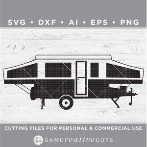 Pop Up Camper SVG, popup camper svg, pop-up RV - Camping svg- Cutting files for Silhouette Cameo & Cricut, svg -dxf -ai -eps -png a-022