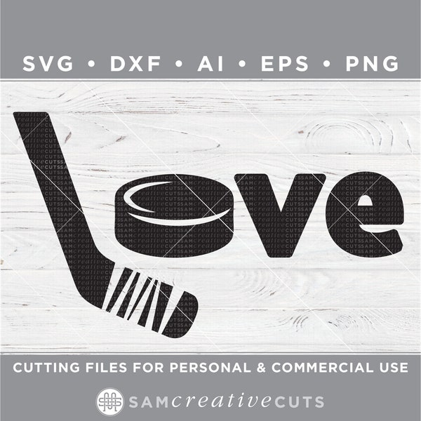 Hockey Love SVG - Heart Hockey - Love Hockey - Hockey SVG - Cutting files for Silhouette Cameo & Cricut, svg - dxf - ai - eps - png /  s-017