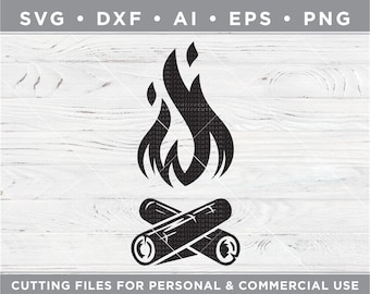 campfire svg - fire svg - camping svg - camp fire svg  - Cutting files for Silhouette Cameo & Cricut, svg -dxf -ai -eps -png a-012