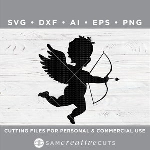 Cupid with bow and arrow SVG / Valentine&#39;s Cupid / Valentine&#39;s Day svg - Cutting files for Silhouette & Cricut svg/dxf/ai/ eps/png v-13