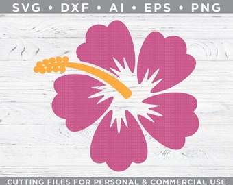 Hibiscus Flower - Digital Cut File - Design Decal - Stencil Template - Cutting files for Silhouette & Cricut, svg - dxf - ai - eps - png