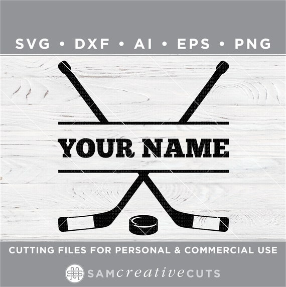 Download Crossed Hockey Sticks and Hockey Puck with Name Space SVG ...