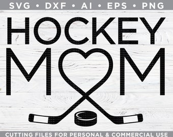 Hockey Mom SVG - Heart Hockey - Love Hockey - Hockey SVG - Cutting files for Silhouette Cameo & Cricut, svg - dxf - ai - eps - png /  s-003