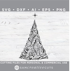 Swirl Star Christmas Tree SVG / Christmas Tree SVG / Holiday SVG / xmas svg- Cutting files for Silhouette & Cricut svg/dxf/ai/ eps/png w-1