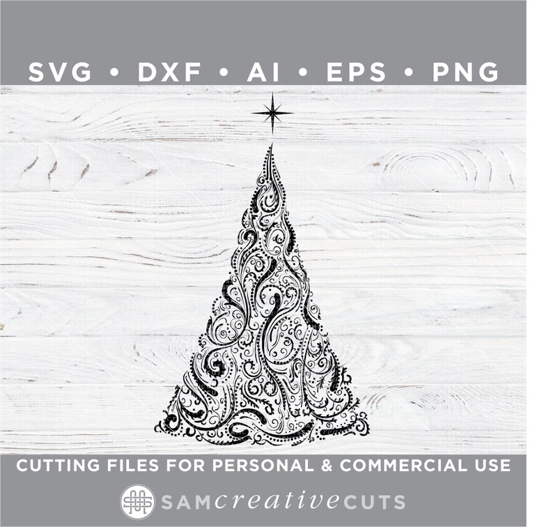 Download Swirl Star Christmas Tree SVG / Christmas Tree SVG ...