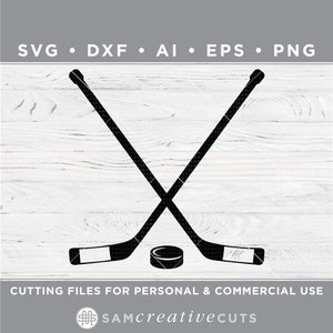 Gekreuzte Hockey-Sticks und Hockey Puck SVG - Hockey SVG - Schneiden Von Dateien für Silhouette Cameo & Cricut, Svg - dxf - ai - eps - png / s-018
