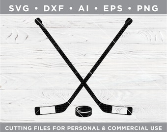 Crossed Hockey Sticks and Hockey Puck SVG - Hockey SVG - Cutting files for Silhouette Cameo & Cricut, svg - dxf - ai - eps - png /  s-018