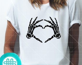 Skeleton Hands Heart SVG - Cutting files for Silhouette & Cricut, svg - dxf - eps - png / ts-004