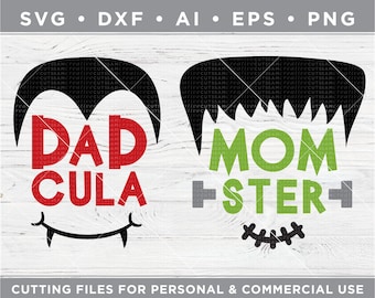 Momster SVG, Dadcula SVG, family halloween SVG, funny Halloween svg, mom svg, dad svg- Cutting files - Silhouette & Cricut dxf/ai/eps/png
