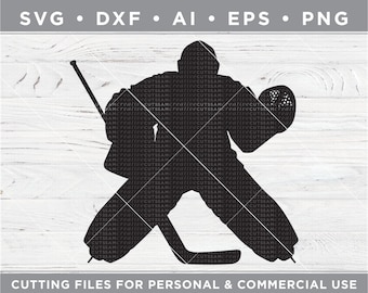 Hockey Goalie Silhouette SVG - Hockey Player SVG - Cutting files for Silhouette Cameo & Cricut, svg - dxf - ai - eps - png /  s-016
