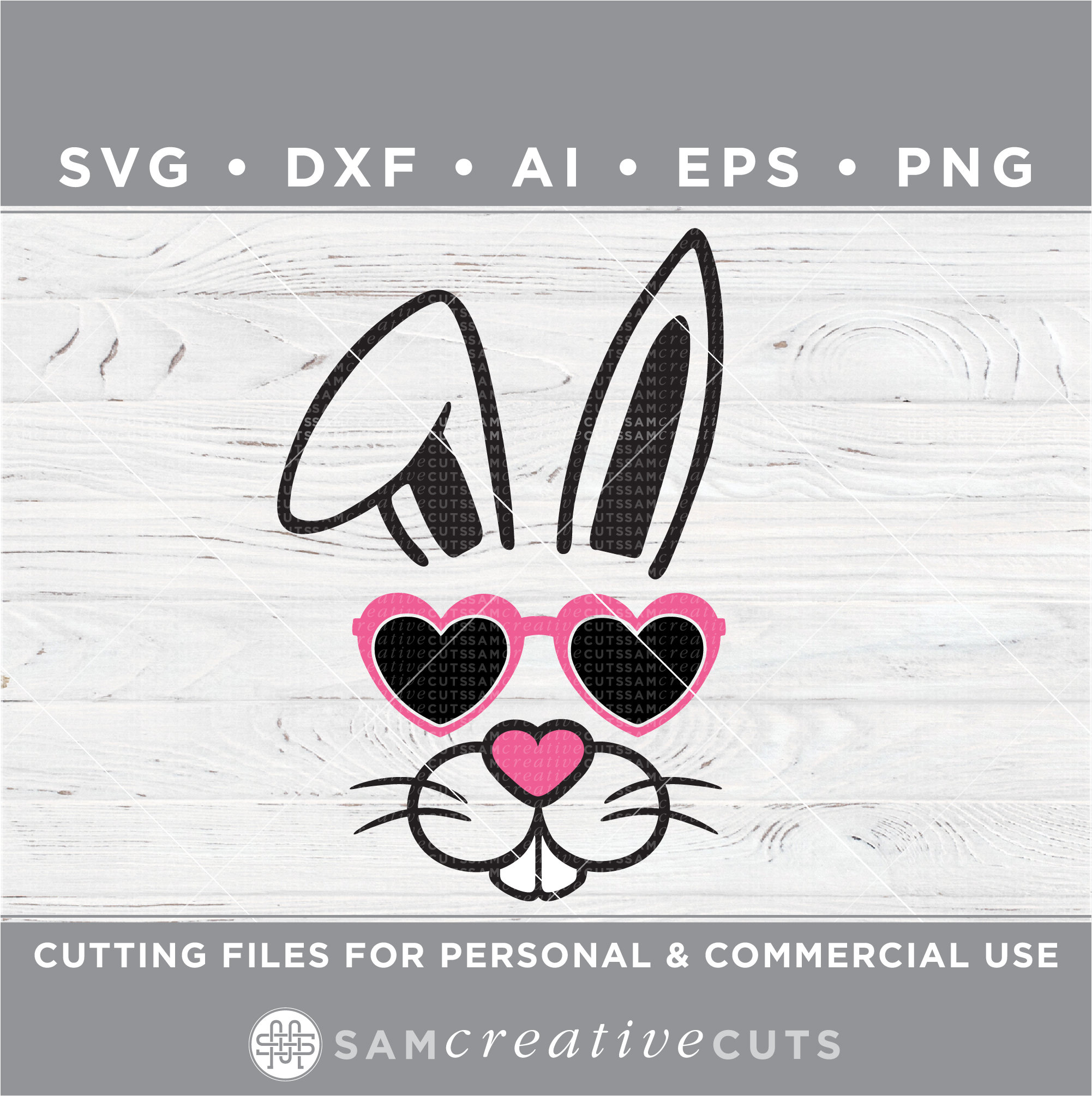 Cool Boy Bunny Face SVG - Cute Girl Easter Bunny SVG - Bunny With ...